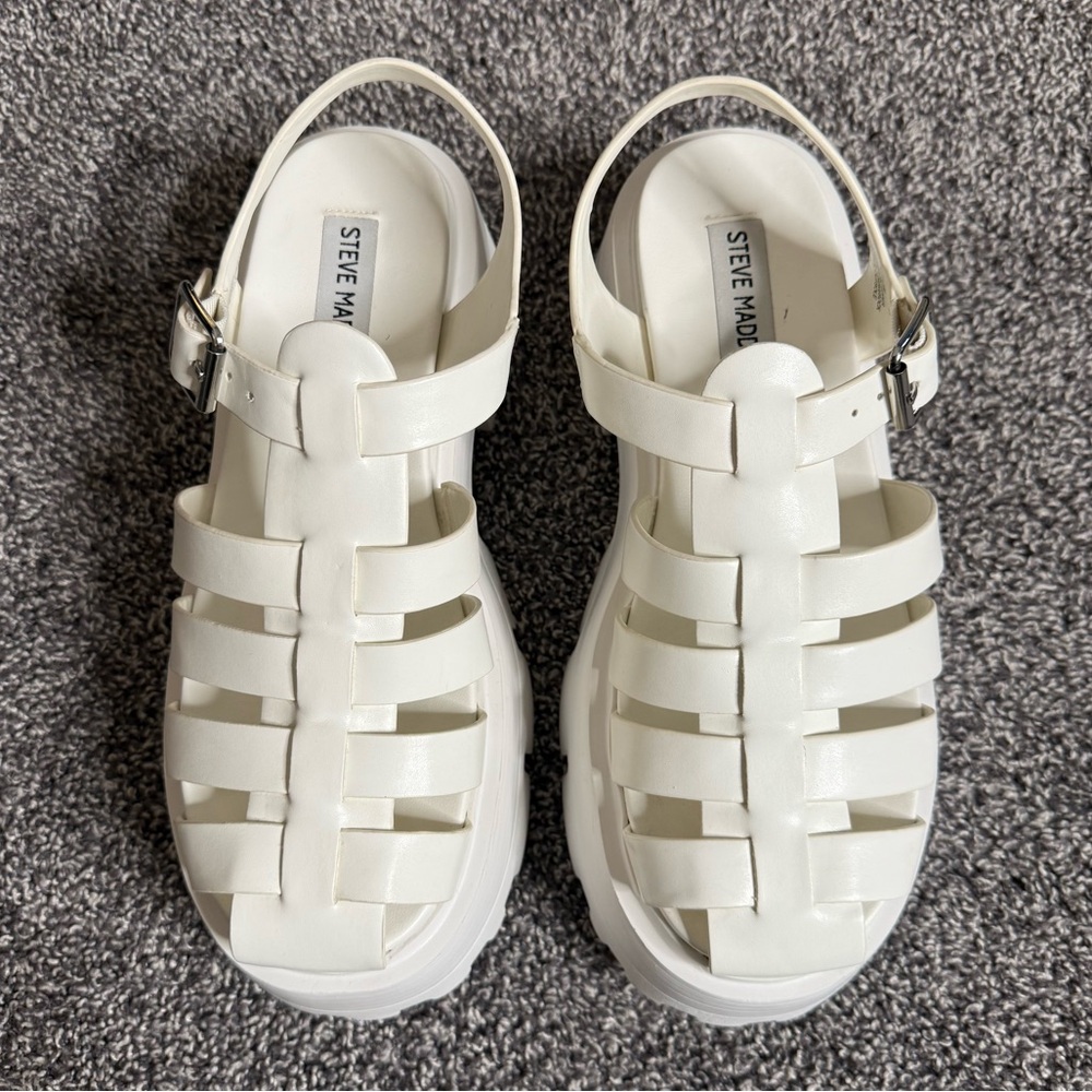 Steve Madden Monti Platform Fisherman Sandal white size 7.5 - Picture 4 of 8